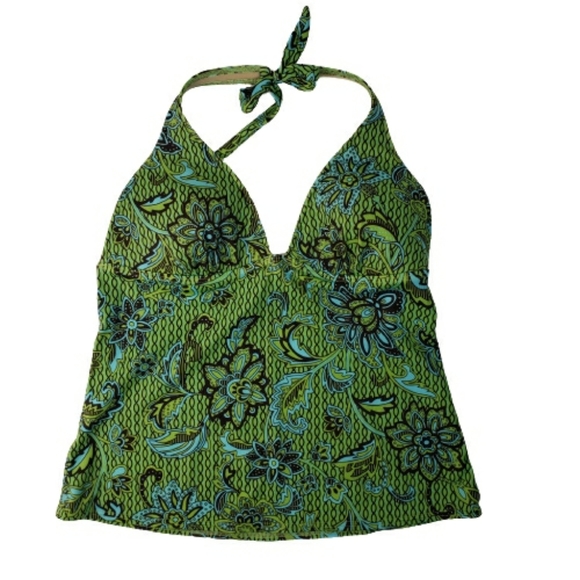 Victoria's Secret Swim Top Green Brown Floral L